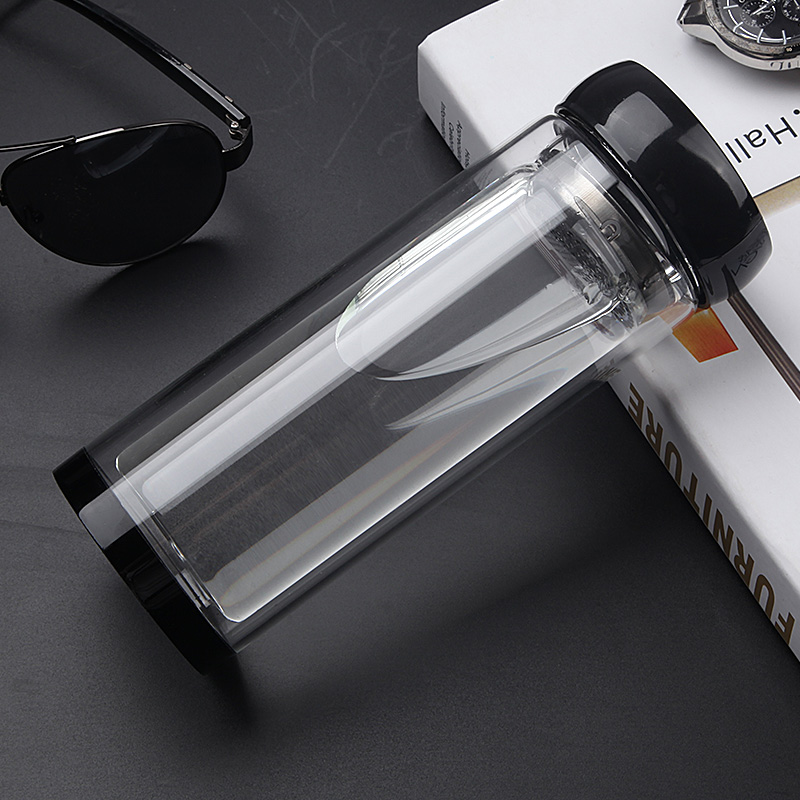 雙層玻璃杯男加厚隔熱泡茶杯女士透明水晶保溫杯商務(wù)車載水杯